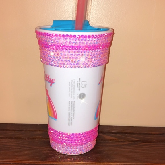 💗HUGE 32oz MEGA BLING RHINESTONE BEDAZZLED HELLO KITTY CUSTOM TUMBLER VENTI CUP - Picture 6 of 9